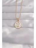 316L Çelik Gold Renk Beyaz Mineli Karışık Figürlü Tarot Kolye
