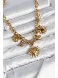 316L Çelik Gold Renk Charmlı Model Kadın Kolye