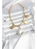 316L Çelik Gold Renk Deniz Kabuğu Charmlı Kadın Kolye
