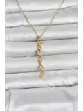 316L Çelik Gold Renk Deniz Temalı Y Model Zirkon Taşlı Kadın Kolye