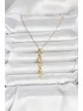 316L Çelik Gold Renk Deniz Temalı Y Model Zirkon Taşlı Kadın Kolye
