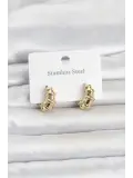316L Çelik Gold Renk Halka Model Kadın Küpe
