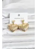 316L Çelik Gold Renk Kalp Model Kadın Küpe