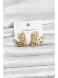 316L Çelik Gold Renk Kalp Model Kadın Küpe