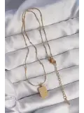 316L Çelik Gold Renk Kare Charm Model Kolye