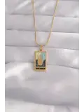 316L Çelik Gold Renk Karışık Mineli El Figür Tarot Kolye