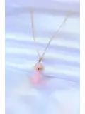 316L Çelik Gold Renk Kristal Pembe Taş Model Kadın kolye