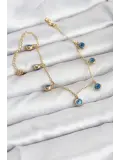 316L Çelik Gold Renk Minimal Nazar Model Kadın Bileklik