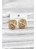 316L Çelik Gold Renk Motif Desen Model Kadın Küpe