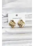 316L Çelik Gold Renk Plaka Model Kadın Küpe