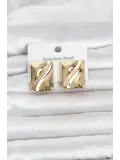 316L Çelik Gold Renk Plaka Model Kadın Küpe
