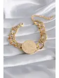 316L Çelik Gold Renk Reşat Altın Model Samanyolu Kadın Bileklik