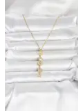 316L Çelik Gold Renk Şans Kolyesi Y Model Zirkon Taşlı Kadın Kolye