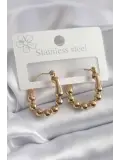 316L Çelik Gold Renk Topçuk Halka Model Kadın Küpe