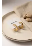 316L Çelik Gold Renk Yarım Halka Model Küpe