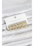 316L Çelik Gold Renk Zirkon Taşlı Halka Küpe Seti