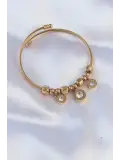316L Çelik Gold Renk Zirkon Taşlı Model Charm Bileklik