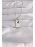 316L Çelik Gümüş Renk Beyaz Mineli Tarot Kolye