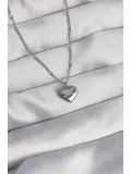 316L Çelik Gümüş Renk Kalp Model Love Kolye