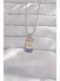 316L Çelik Gümüş Renk Karışık Mineli Ay Figür Tarot Kolye