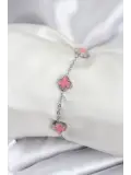 316L Çelik Gümüş Renk Pembe Baby Boy Yonca Kadın Bileklik