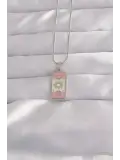 316L Çelik Gümüş Renk Pembe Mineli Ay Figür Tarot Kolye