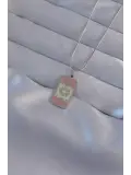 316L Çelik Gümüş Renk Pembe Mineli Ay Figür Tarot Kolye
