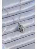 316L Çelik Gümüş Renk Zirkon Taşlı Kadın Kolye