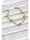 316L Çelik Nazar Model Gold Renk Kadın Bileklik