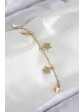 316L Çelik Sıralı Yıldız Model Gold Renk Kadın Bileklik