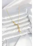 316L Çelik Yıldız Model Gold Renk Zirkon Taşlı Kadın Kolye