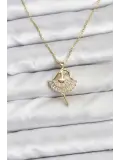 316L Çelik Zincir Gold Renk Balerin Model Kadın Kolye