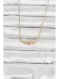 316L Çelik Zincir Gold Renk Kanatlı Pembe Kalp Model Kadın Kolye