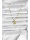 316L Çelik Zincir Gold Renk Külçe Altın Model Kadın Kolye