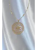 316L Çelik Zincir Gold Renk Lotus Model Kolye