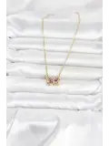 316L Çelik Zincir Gold Renk Mor Kelebek Model Kadın Kolye
