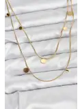 316L Çelik Zincir Gold Renk Pullu Kadın Kolye