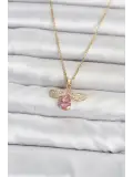 316L Çelik Zincir Gold Renk Sinek Model Kadın Kolye