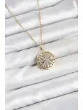 316L Çelik Zincir Gold Renk Zirkon Taşlı Kadın Kolye
