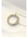 316L Çelik Zirkon Taşlı Çift Renkli Tifany Kolye