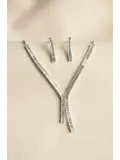 Baget Zirkon Taşlı Su Yolu Kolye ve Küpe Set