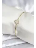 Beyaz Sedefli Yonca Model Gold Renk Kadın Bileklik