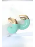 CCB Turkuaz Gold Çift Renk Küpe