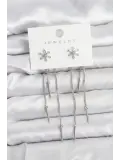 Çiçek Model Gümüş Pirinç Sallantılı Kadın Küpe