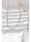 CM 14K Gold Renk Çizgi Lazer Model 60 cm Kadın Kolye