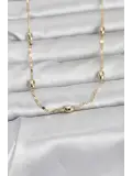 CM 14K Gold Renk Damla Topçuklu Zincir Model 60 cm Kadın Kolye
