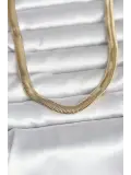 CM 14K Gold Renk Kalın Yassı Yılan Zincir Model 45 cm Kadın Kolye
