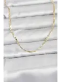 CM 14K Gold Renk Lazerli Zincir Model 60 cm Kadın Kolye
