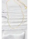 CM 14K Gold Renk Lazerli Zincir Model 60 cm Kadın Kolye