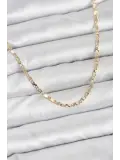 CM 14K Gold Renk Lazerli Zincir Model Kadın Kolye